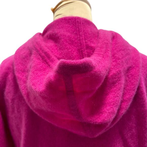 Saks 5th Avenue 100% Cashmere Hoodie Sweater Magenta Pink - Picture 4 of 9
